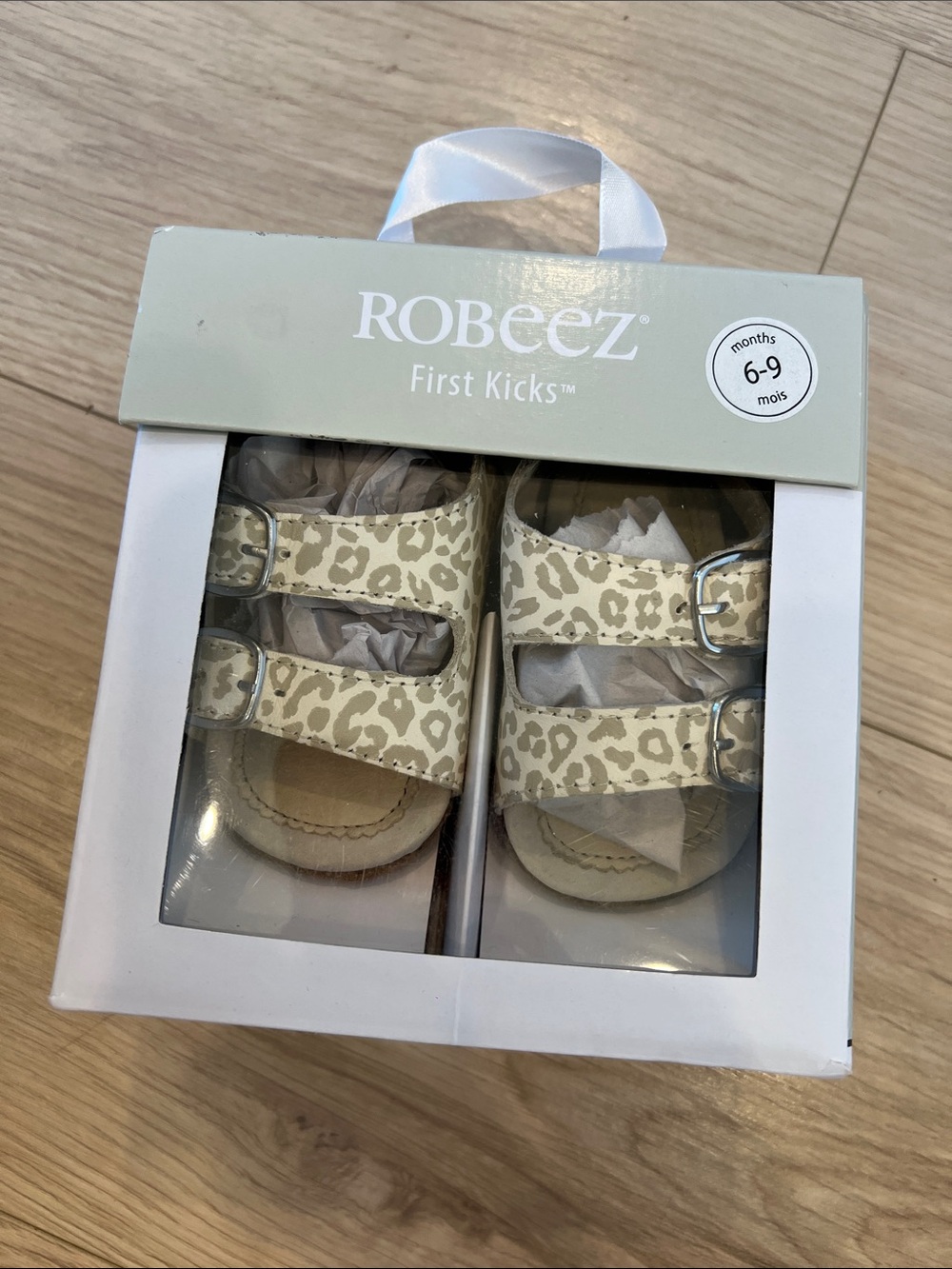 Robeez Cream Leopard Print Baby Sandals